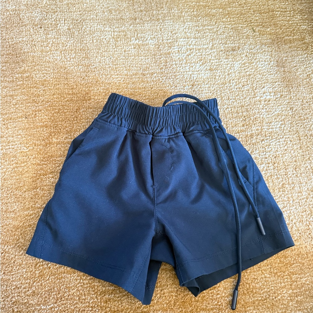 DarkNavy Blue/Black Elastic Waist Shorts